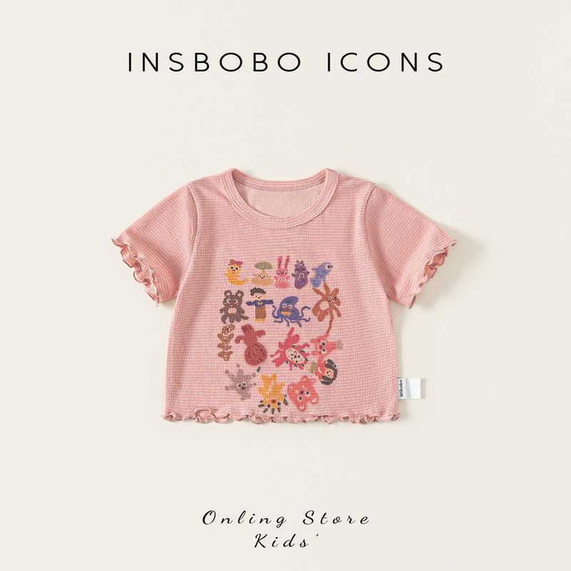 Girls Short-Sleeved 2026 Summer New Style Kidsren s T-Shirts Are Super Nice-Looking, Stylish Tops for Baby Girls, Summer Clothes for Girls Pink 90