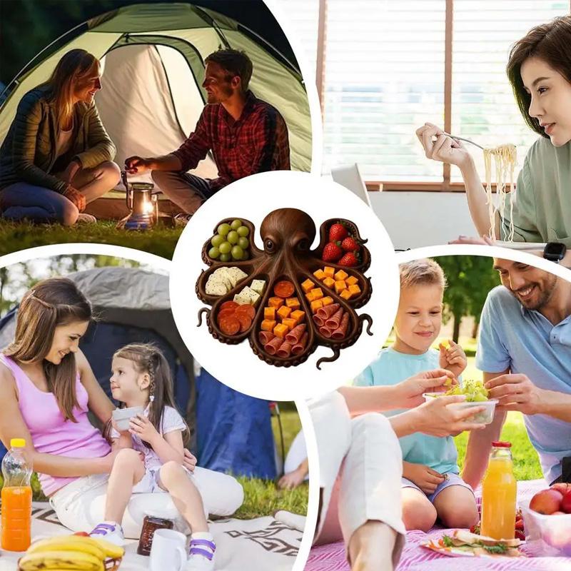 1Pc Wood Furnishings Snacks Personalized Cooked Food Platter Fun Fruit Home Decorative Octopus Shape Kitchen