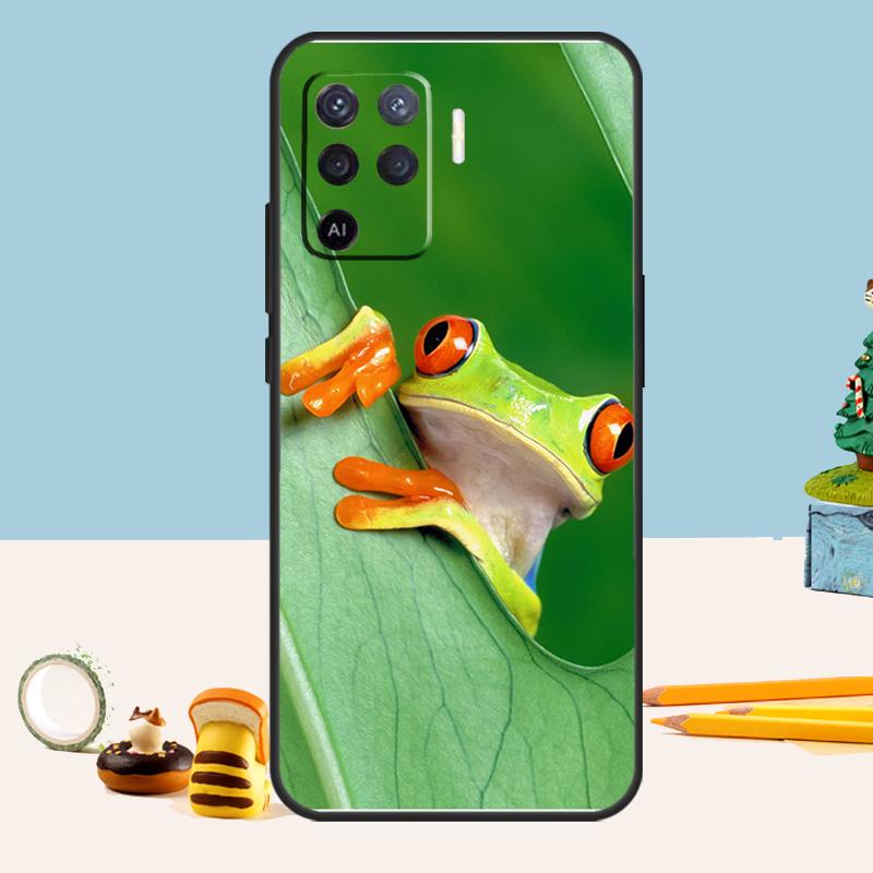 Green Frog Wildlife Case For Oppo A5 A6 Pro A15 A16 A76 A96 A17 A57 A98 A58 A78 A18 A38 A54 A74 A94 A40 A60 A80