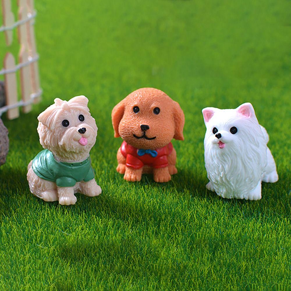 12Pcs Resin Craft Dog Ornaments Desktop Decoration Animal Statue Dog Figurine  Fairy Tale Gardens