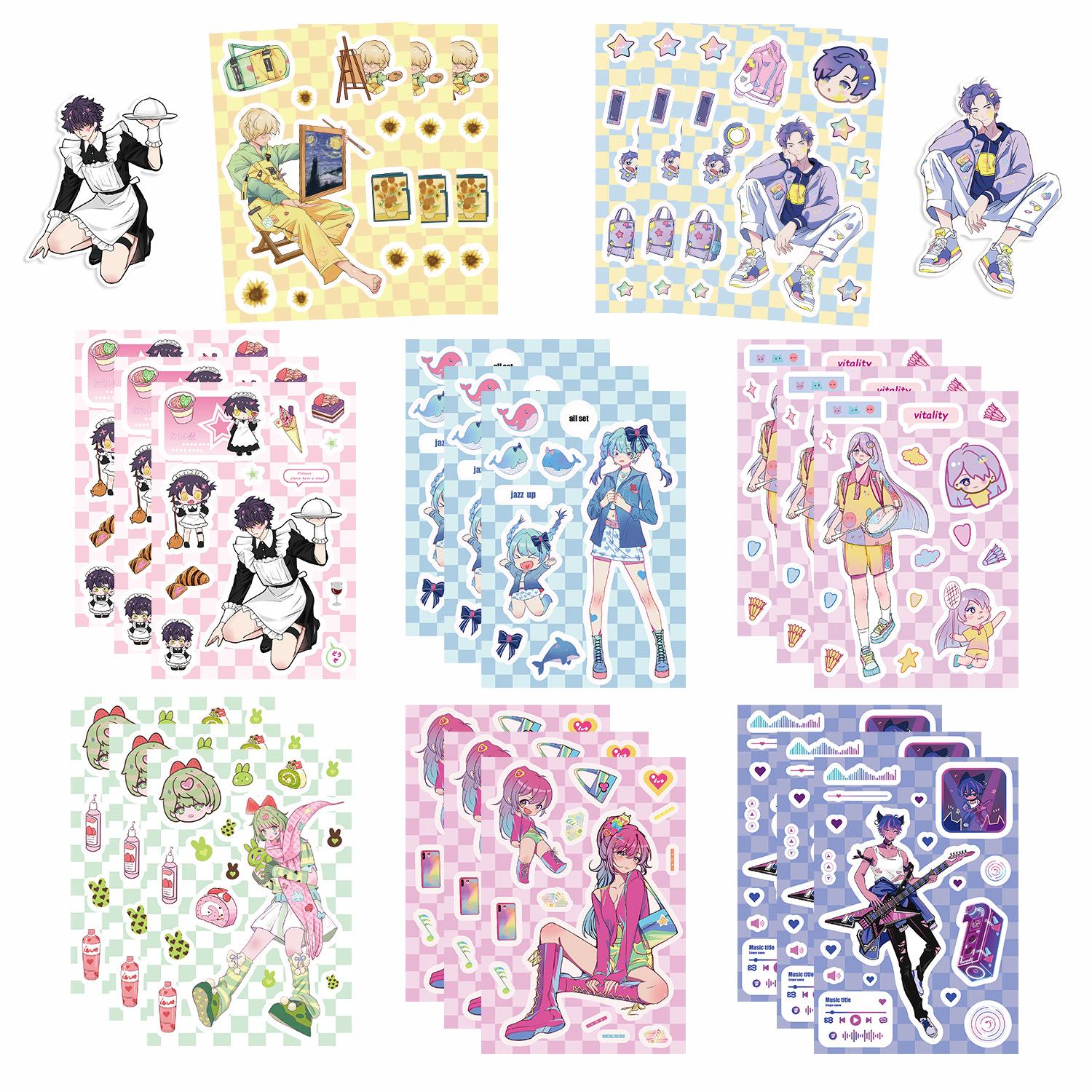 

8 Кавайных объемных ритмичных наклеек Водонепроницаемые наклейки для дневника, наклейки для ручного учета, наклейки для Gu-карточек, DIY декоративные наклейки, Ins-наклейки