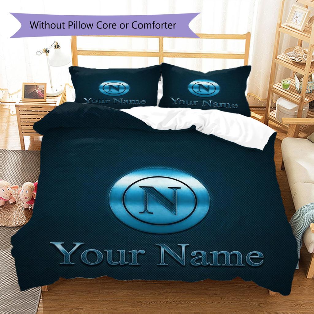 SSC Napoli Custom Name Pattern Bedding,Quilt Set Quilt Cover Pillowcase Home Birthday Gift(1 * duvet cover + 2 * pillowcase, without core)