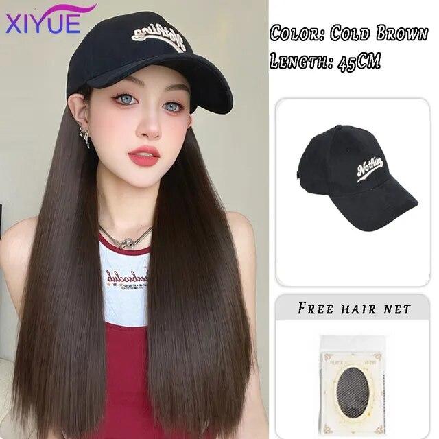 Kapelusz peruka kobiece długie włosy jednoczęściowy kobiecy fason leniwe lekko kręcone włosy czapka z daszkiem peruka pełne nakrycie głowy