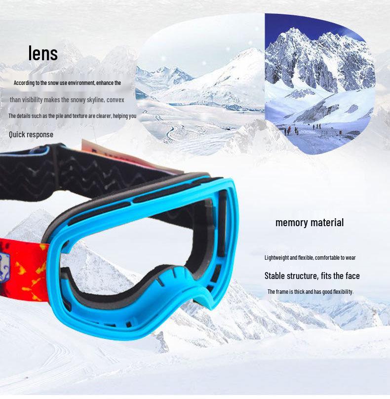 Double-Layer Anti-Fog Ski & Mountaineering Goggles for Enhanced Clarity - Suitable for Kids, Men, and Women.