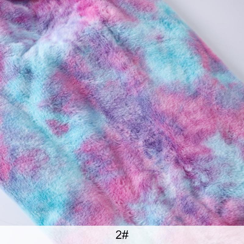 0,5/1/2 Yard Tie Dye Imitace Králičí Plyšová Látka Látka z Umělé Kožešiny na Šití Zimních Kabátů Šálů Dek Deky Oblečení pro DIY