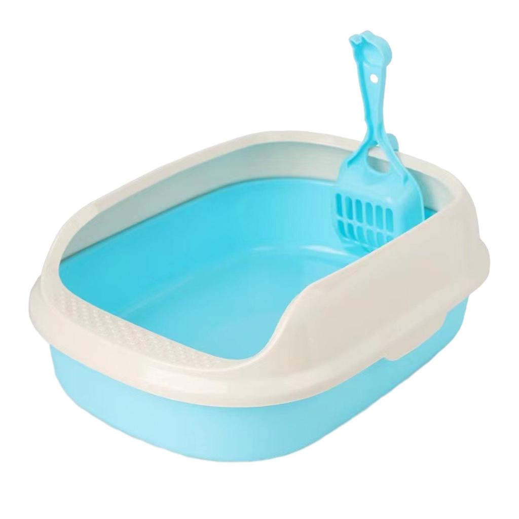 Litter Box Sturdy Easy to Clean Semi Closed Kitten Toilet High Sided Cat Litter Container for Indoor Cats Kitty Litter Pan