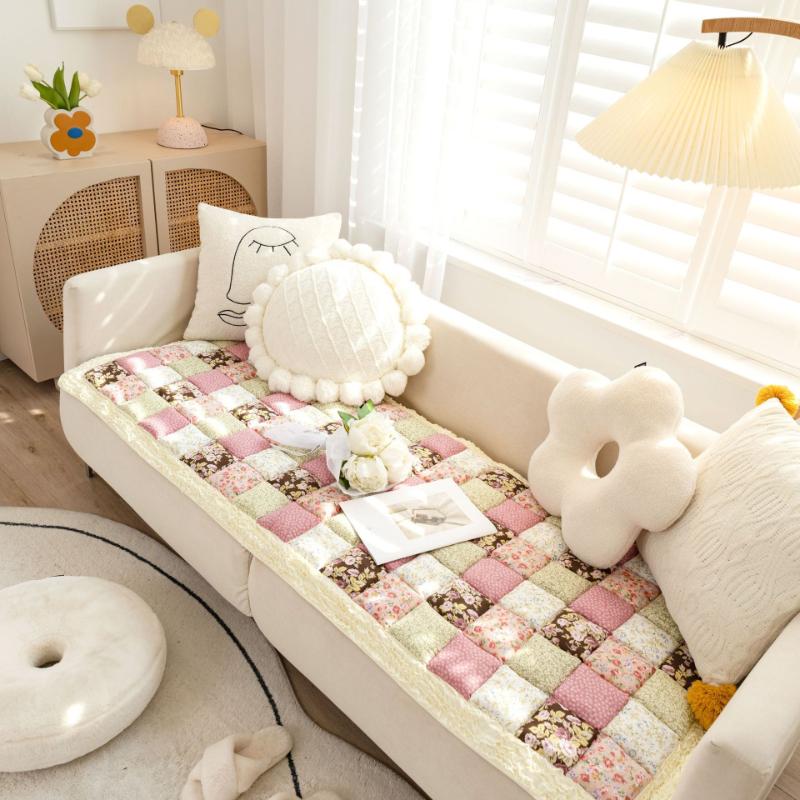 Spliced Cotton Sofa Cushion Living Room Bedroom Quilted Sofa Cushion Four Seasons Universal NonSlip Carpet Bay Window Tatami Mat