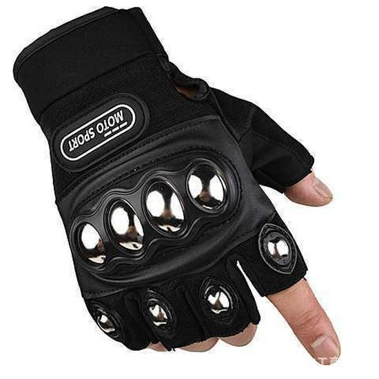 Men's Motorcycle Half-Finger Anti-Fall Gloves - Wear-Resistant Microfiber for Boxing, Fitness, and Off-Road Riding