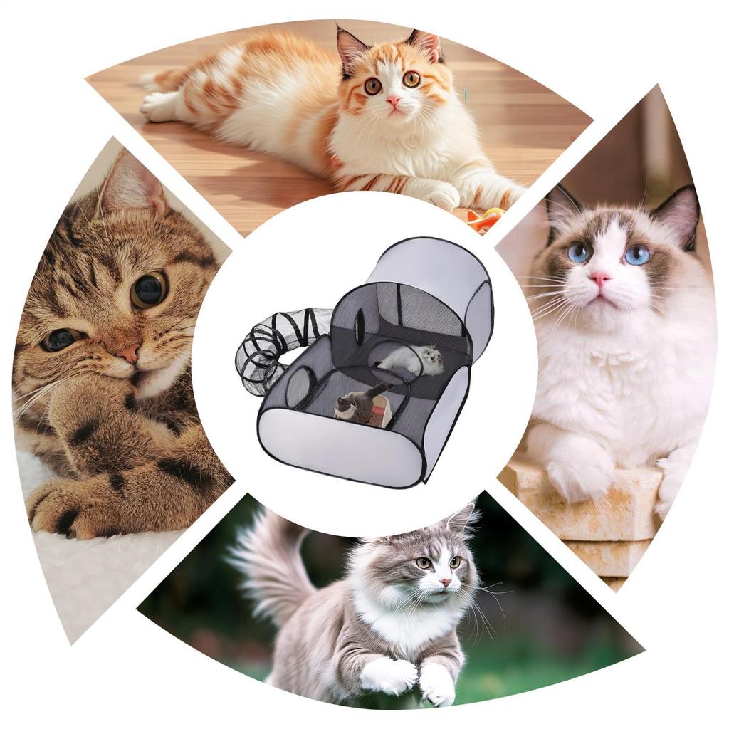 Cat Playpen Enclosed Cat Playpen Dog Playpen Cat House Tent Foldable Enclosure portable cat and dog panoramic cage Pet Supplies