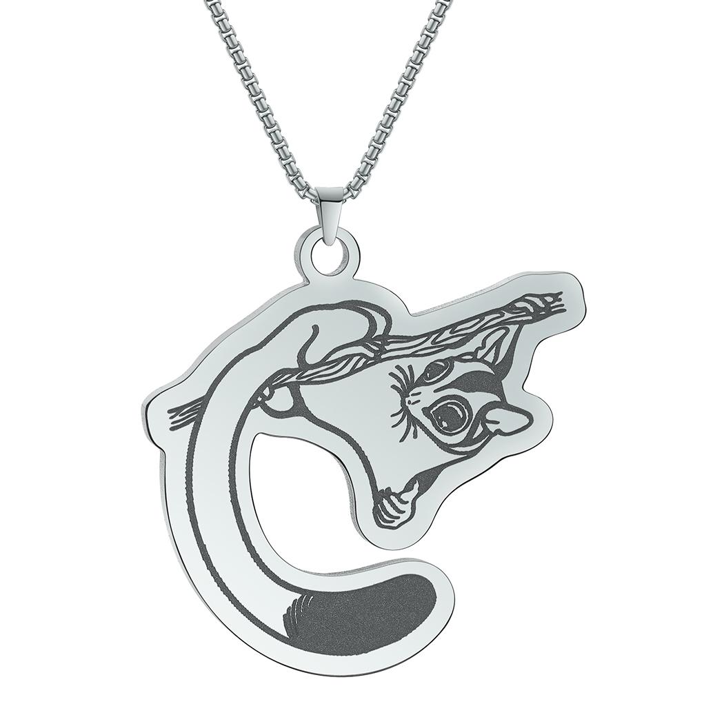 

Kinitial Playful Sugar Glider Hanging Animal Pendant Necklace For Women Men Stainless Steel Accessories Chain Necklaces Jewelry