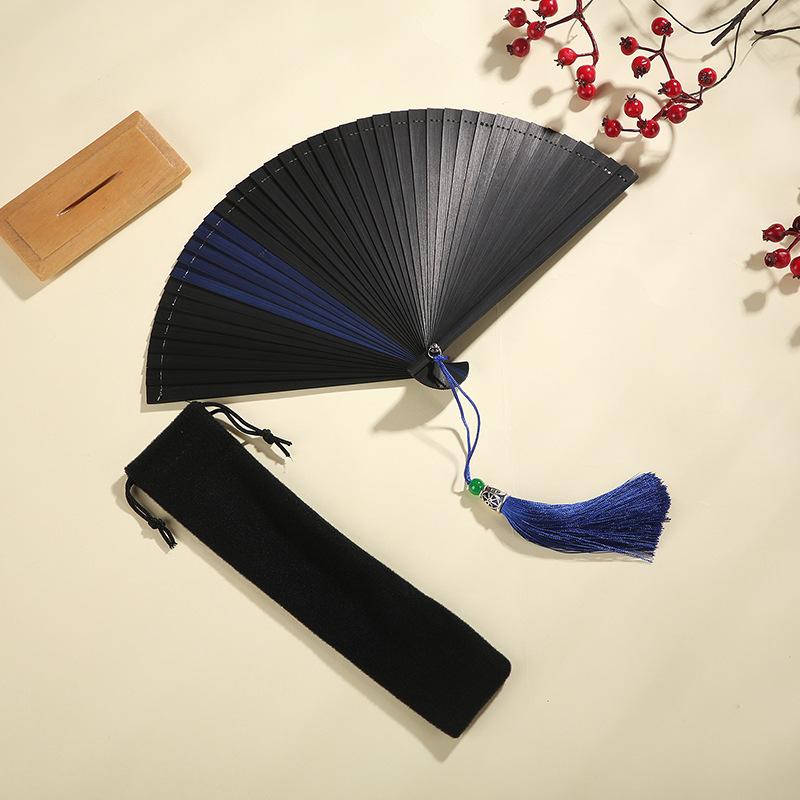 Full Bamboo Mini Portable Fan Decoration Patchwork Craft Japanese Ladies Folding Fans for Weddings Small Hand Held Fan Gift
