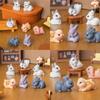 Mini Easter Rabbit Figurines Set of 10 Miniature Animal Statues for Creative Decorations and Potted Plant