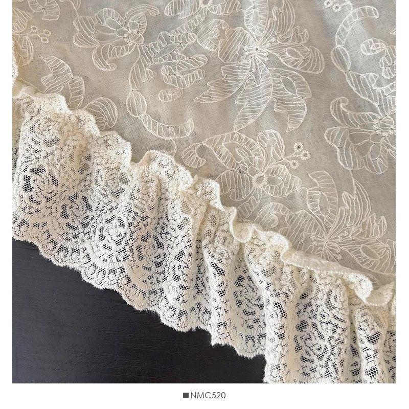 Spring 2025 Women's Irregular Lace Midi Skirt with Bow and Ruffle Fishtail Design