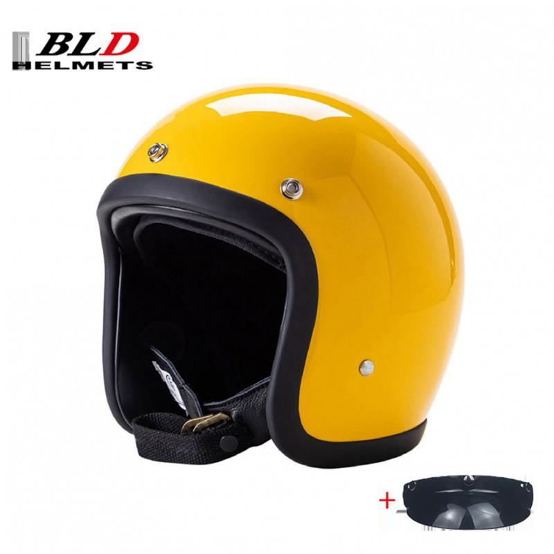 BLD Electric Motorcycle Helmet Lightweight Unisex Retro Cruise XXL жёлтый