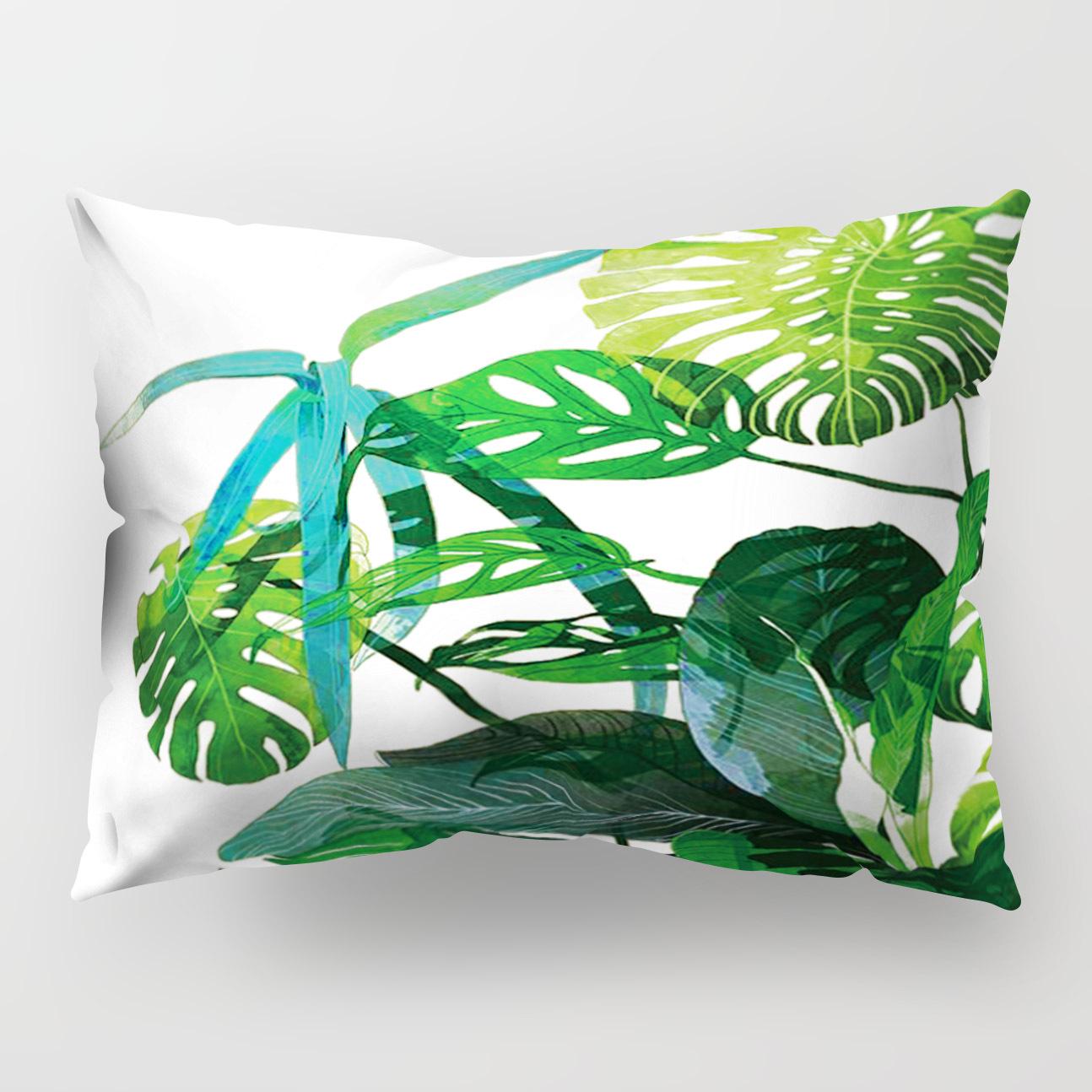 

Прямоугольная подушка Подушка с принтом весенних листьев Подушка для талии Наволочка Чехол для подушки сиденья 50 * 30Cm without pillow core