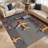 Cartoon City Parking Lot and Airplane Gaming Area Rug, Soft Non-Slip Indoor Outdoor Floor Mat for Kids Room and Playroom
