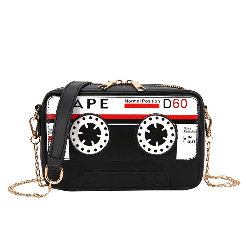 

Retro radio chain bag women s 2025 new personalized design ins versatile messenger shoulder box bag чорний