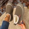 Women's Slip-On Winter Boots - Warm Brown Shoes with Cushioned Insole & Non-Slip PVC Sole - Cozy Indoor/Outdoor Footwear for Cold Weather - Easy