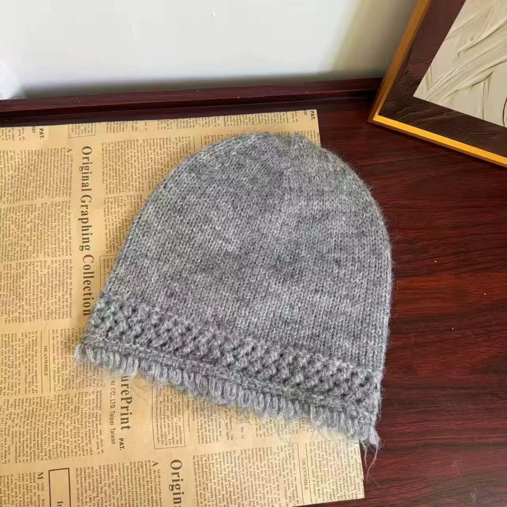 New Fashionable Tassel Edged Knitted Hat for Women  Versatile Face Showing Small Woolen Cold Hat  Korean Style Trendy Hat