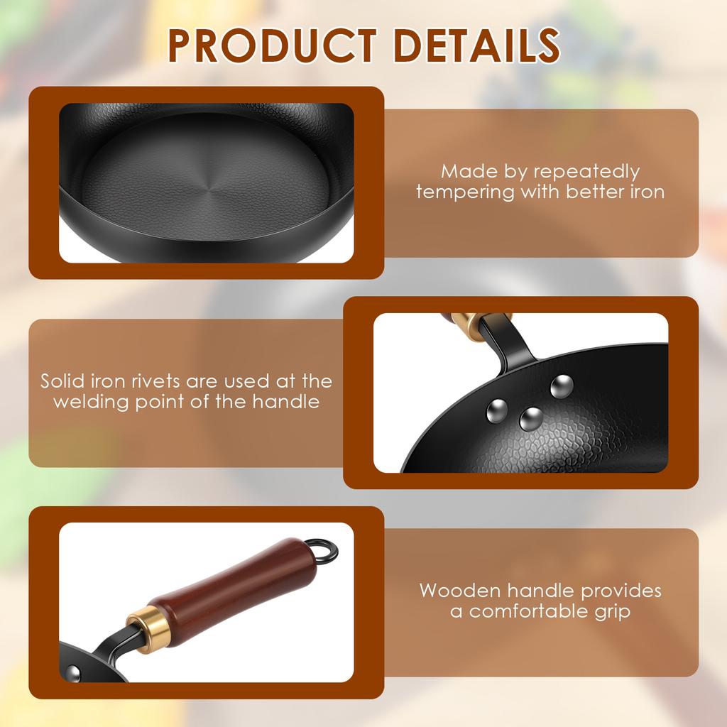 Frying Pan Cooking Skillet Non-Stick Steel Frypan Pot Saucepan Camping Kitchen Cookware For Food Frying, Cooking And Stir-Frying