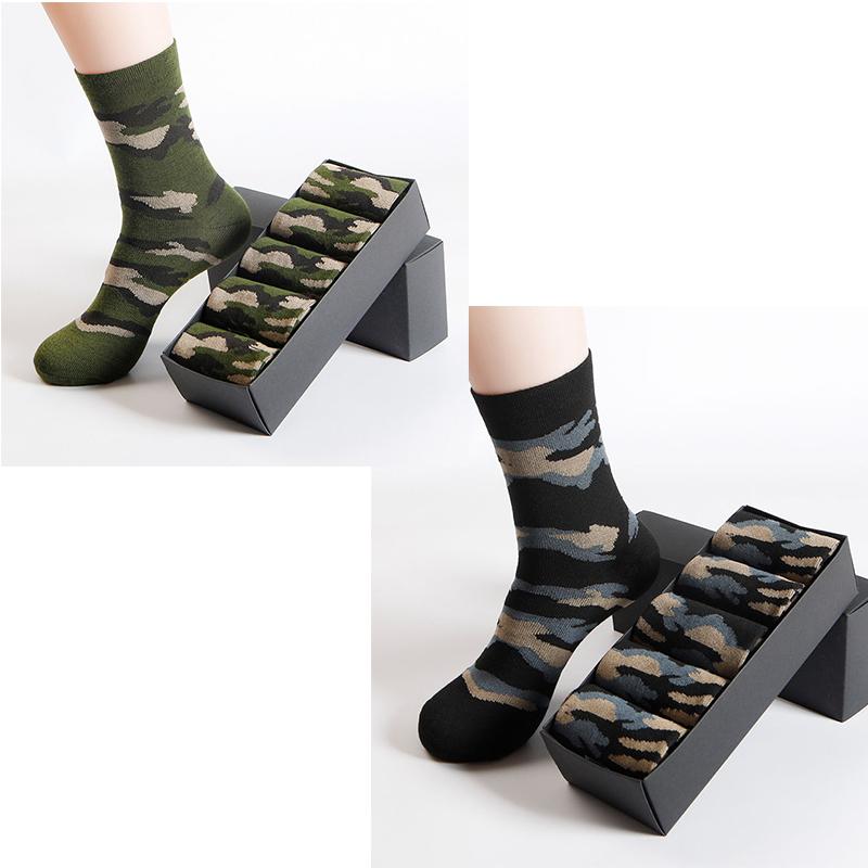 

1/5/10 пар чоловічих високоякісних шкарпеток середньої труби Камуфляжні армійсько-зелені зручні спортивні шкарпетки 5 pairs зелений/чорний
