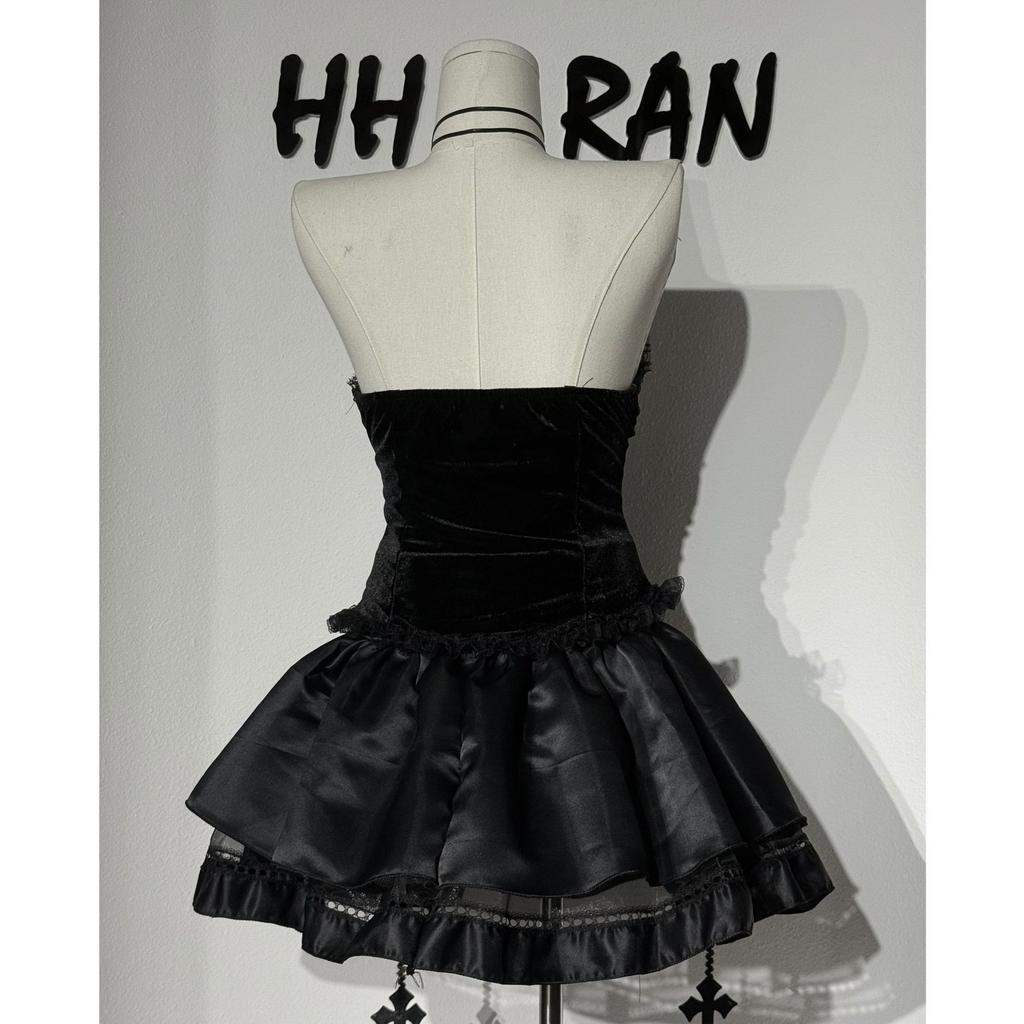S-L Gothic Lace Dark Gothic Hell Widow Plays Cos Costume Halloween Dress Costume