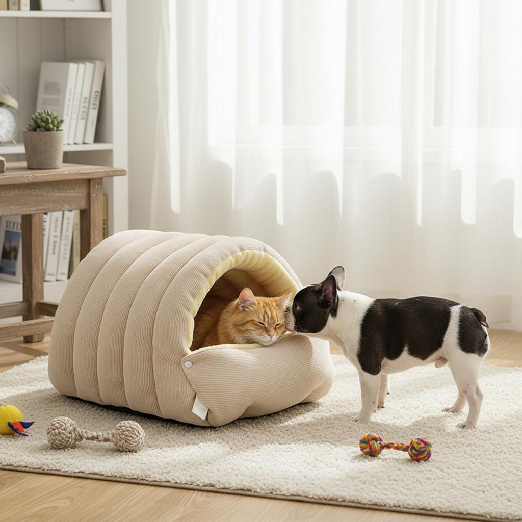 Pet Bed Removable Washable Thickened Pet Bed Warmth Closed Design PP Cotton Filling Cat Nest Four Seasons For Cat Dog House