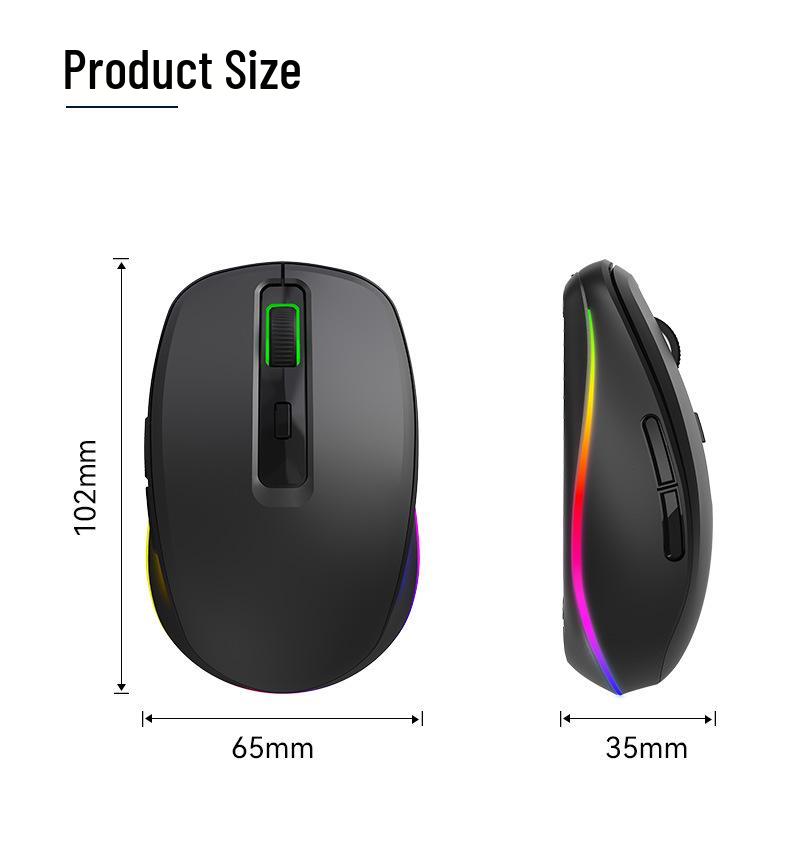 M106 USB-C Wireless RGB Mouse, Dual Mode & Rechargeable for Desktop, Laptop, and Tablet