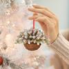 Creative Home Christmas Tree Hanging Basket Ornament Decorations Cute Flower Hanging Basket Wooden Pendant