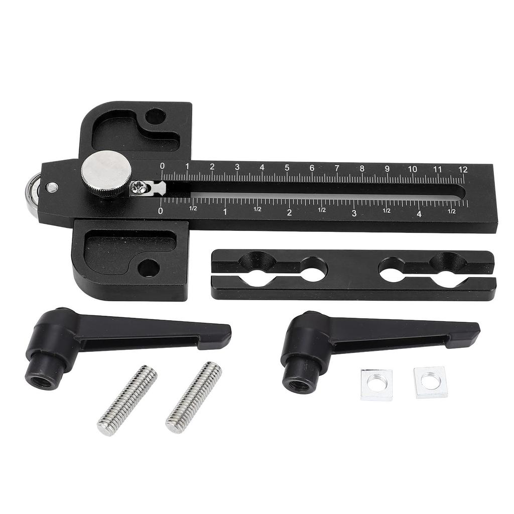 Table Saw Jig Guide with Roller Dual Scale Woodworking Thin Ripping Guide Locator Fits for 3 4x3 8 3 8x1 4 Inch T Slot