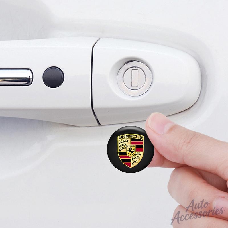 AAX1 4pcs 20mm Car Door Keyhole Lock Protection Sticker Accessories For Porsche Panamera Cayenne 911 718 Macan Carrera-GT 944 Sticker