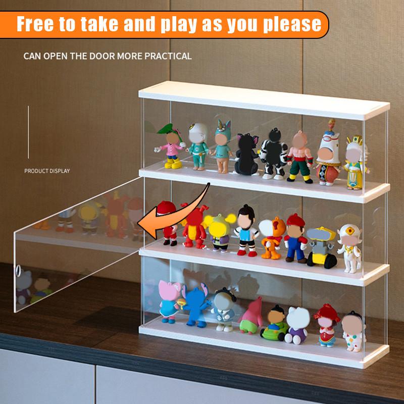 2/3 Layer Display Case for Mini Funko Pop Figures with Light Storage Cabinet Shelf Showcase for Toys Mini Figures Collectibles Storage Rack