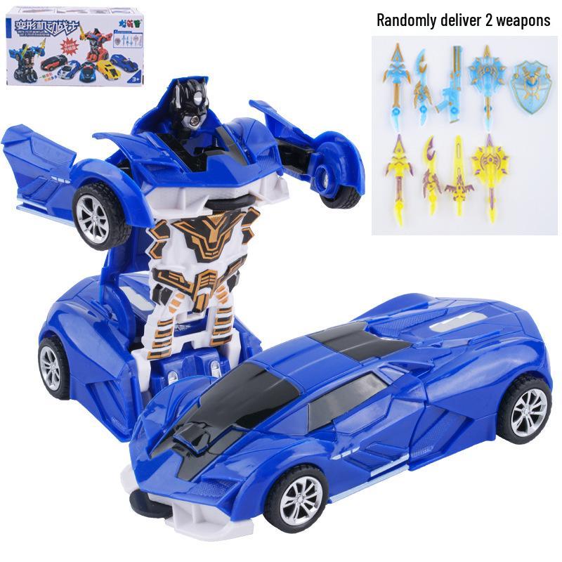 Children's Deformation Toy Car - One-Key Inertia Impact Puzzle Vehicle