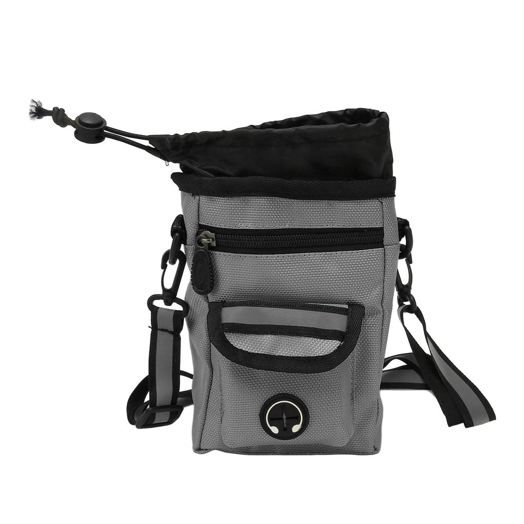 Dog Treat Pouch with Poop Bag Holder Large Capacity Hands Free Pet Training Snack Bag with Adjustable Waist Belt Grey