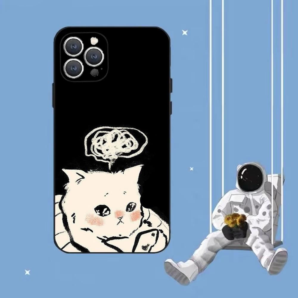 Süße Lustige Meme Katze Handyhülle Für iPhone 16,15,14,13,12,Pro,Max,11,7,8,Plus,XR,XS Max Stoßfeste Silikon Weiche Hülle