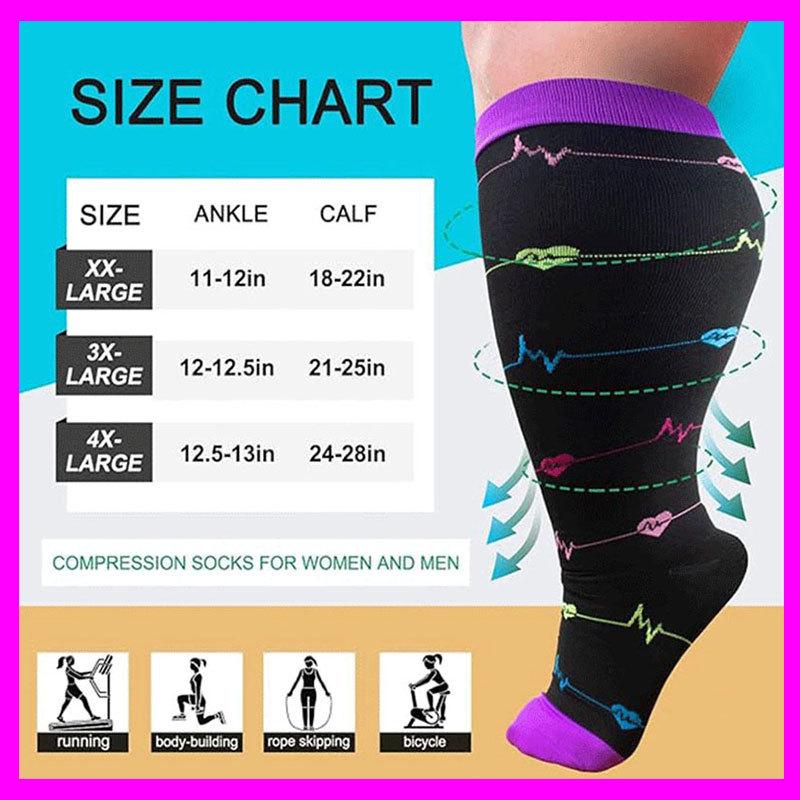 Three-Pair Pack Plus Size Knee-High Compression Socks for Wide Calf - Extra Large Support & Circulation Pressure Socks