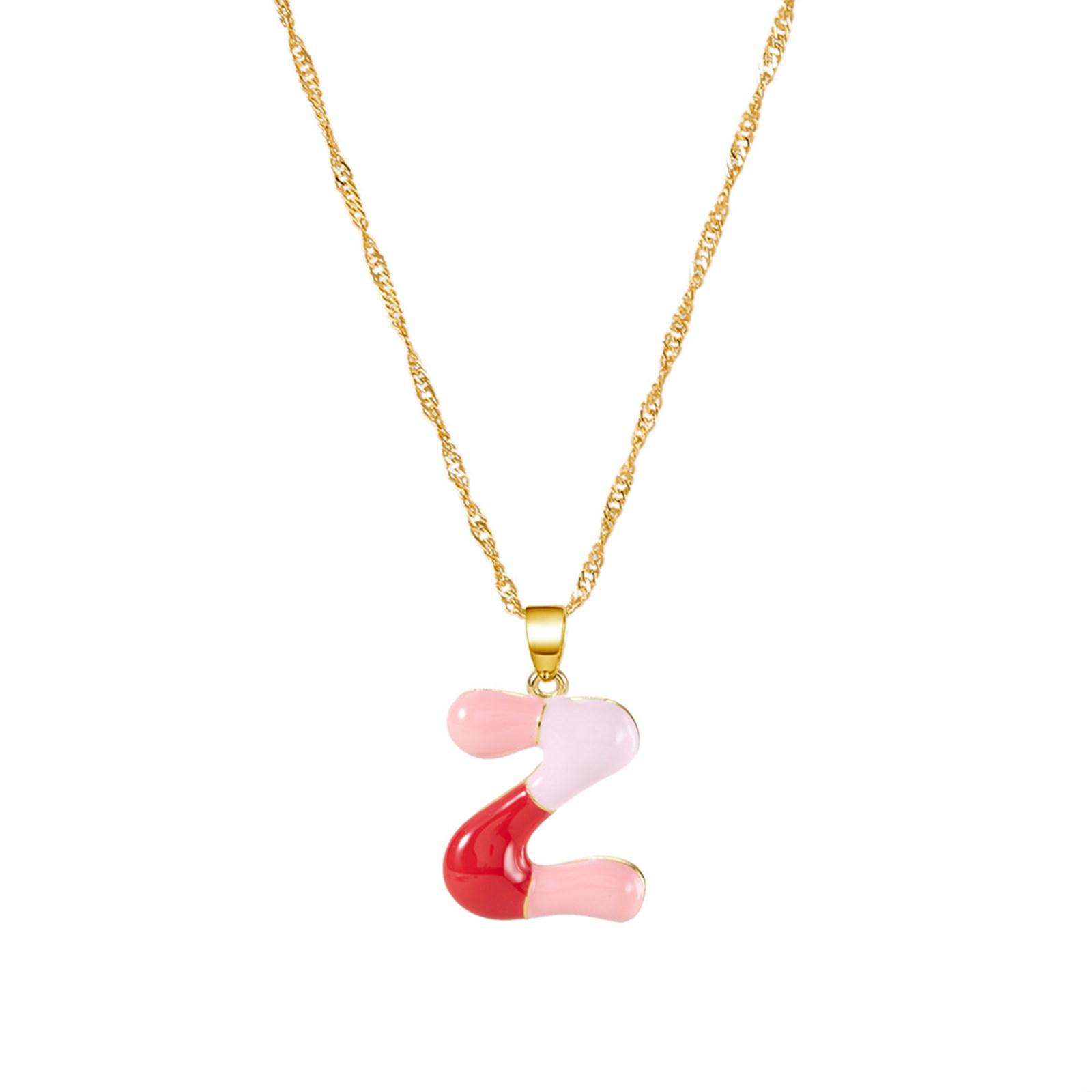 

Trendy Alloy Letter Necklace Sturdy Finish Multiple Color Options Elegant Collarbone Chain Perfect For Students Teens