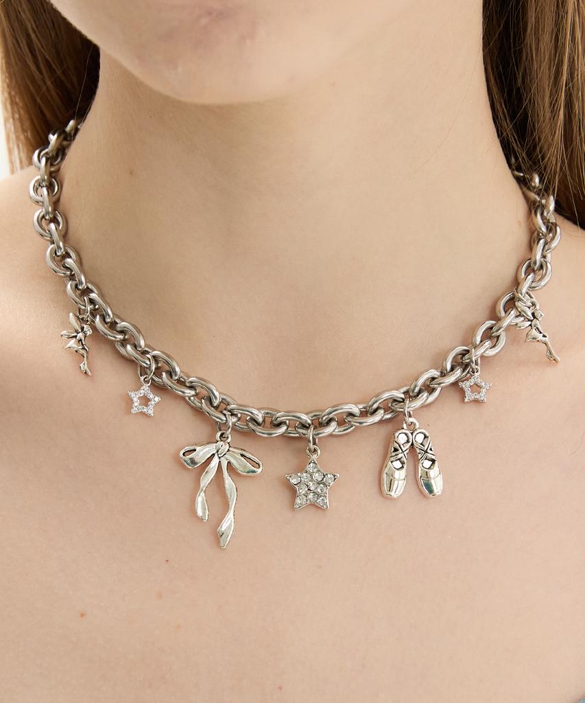 Vvv Pointe Shoe Ribbon Star Mix Necklace