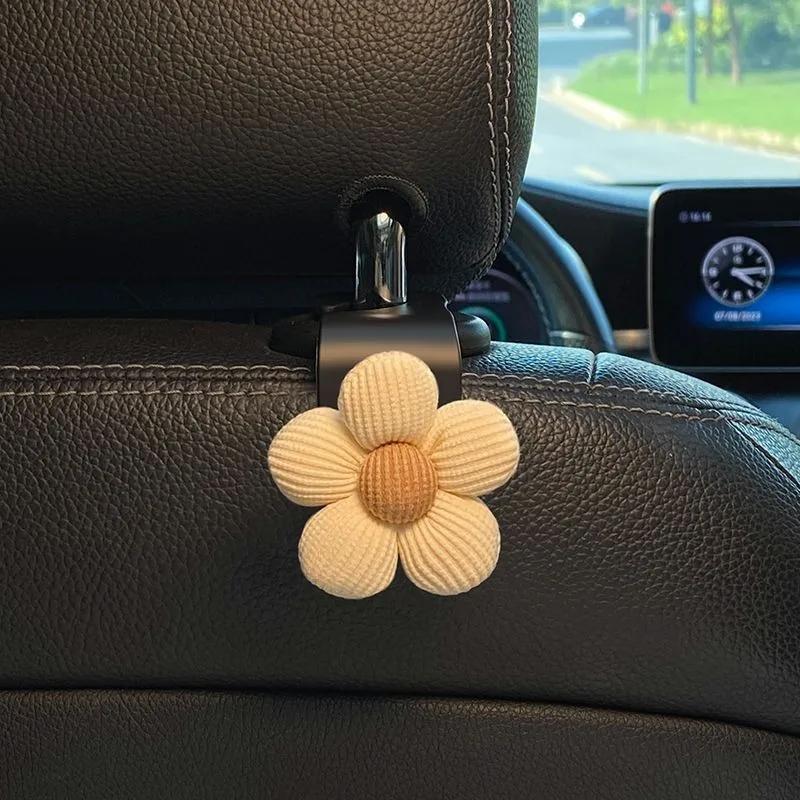 2pcs Multi Functional Car Hooks, Seat Back Hooks Hidden Car Hooks In the Rear Seats, Cute Flower Hooks, Car Interior Accessories