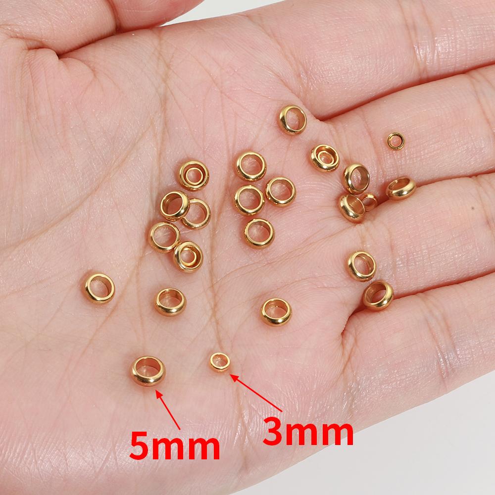 50 stuks Goudkleurig Roestvrij Staal Rond Stopper Spacer Kralen Krimp Eindkralen voor DIY Ketting Sieraden Maken Benodigdheden Groothandel