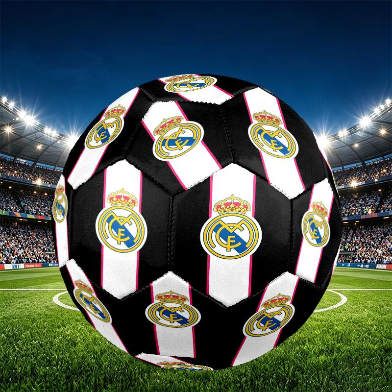 Real Madrid Print Size 5 Soccer Ball, PU Wear Resistant Football for Match Training and Daily Practice, Birthday Gift for Soccer Fans
