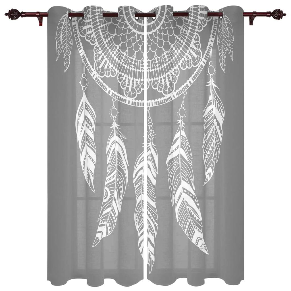Dream Catcher Watercolor Feather Pattern Modern Window Curtains for Living Room Bedroom Curtain Blinds Drapes Door Curtains
