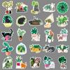 50 Cats and Plants Doodles Personalized Small Fresh Plants Children's DIY Water Cup Suitcase Stickers Waterproof
