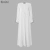 ZANZEA Oversized Dames Gestreept Lange Mouwen Maxi Jurk Knoopsteek Vintage Elegante Lange Hemdjurk