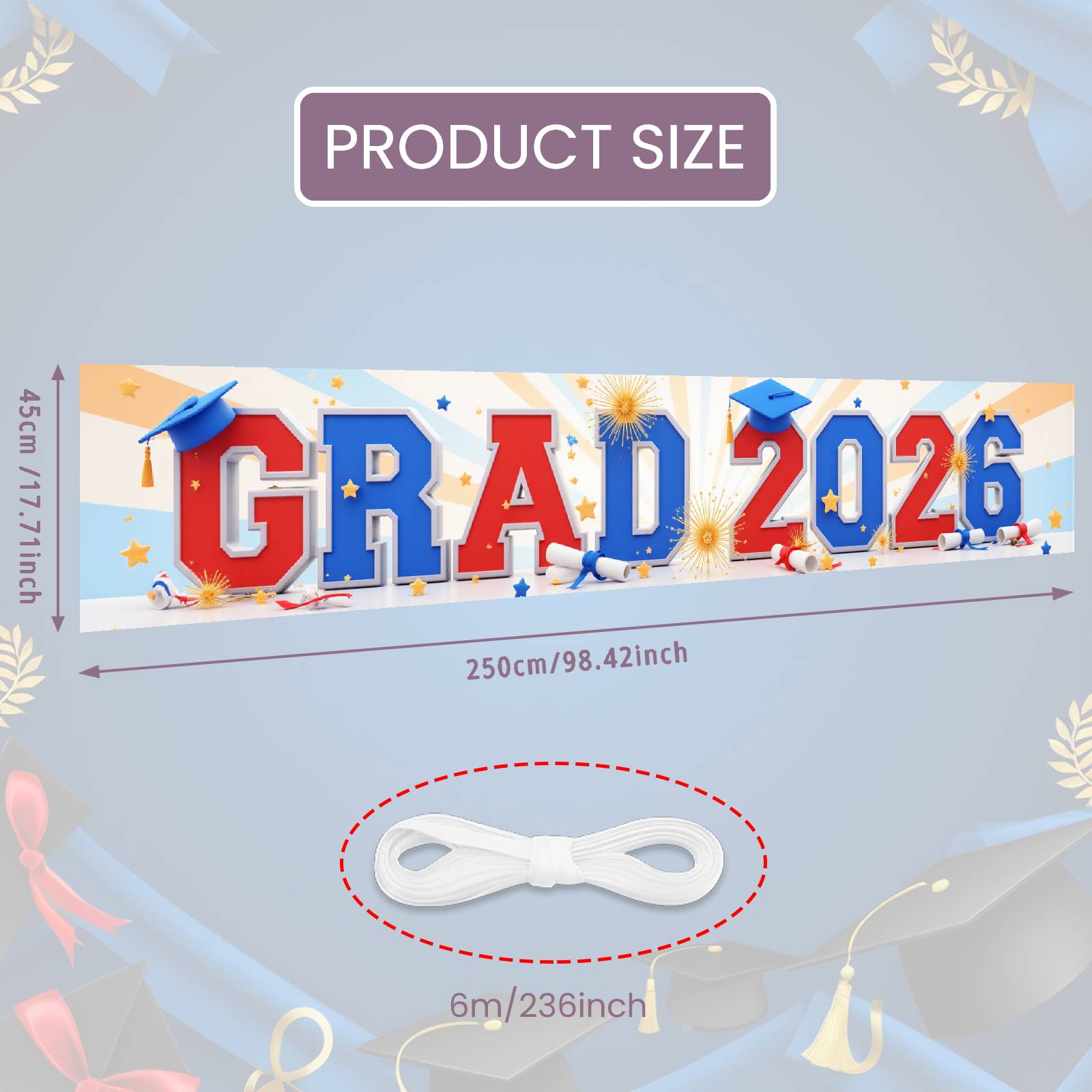 

Grad Ceremony Backdrop Red Blue Theme Graduation Event Banner Academic Display Decorative Graduation Display For College Grad