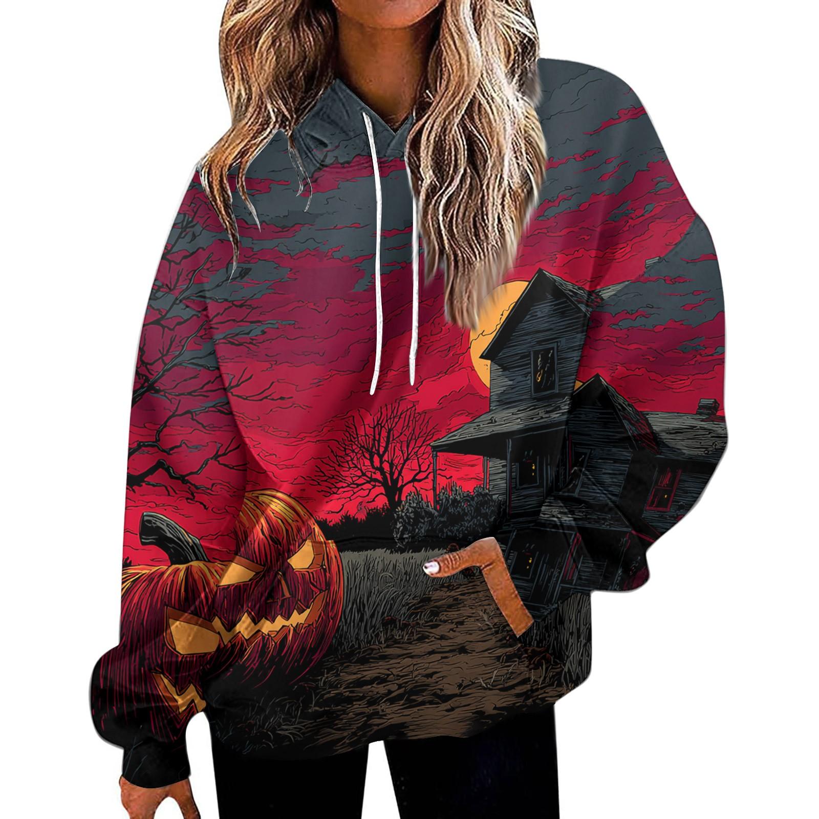 

Женская модная толстовка с принтом, повседневная толстовка с капюшоном и карманами XL винный