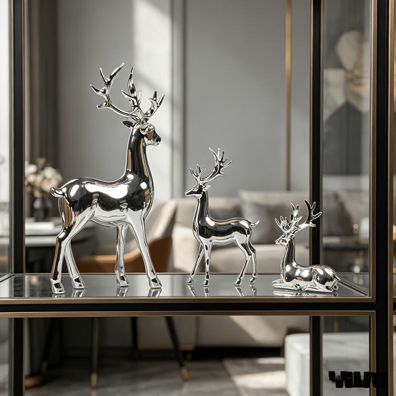 Light Luxury Couple Deer Figurine Home Living Room Wine Cabinet Decoration Housewarming Gift Resin Craft Light Luxury Style