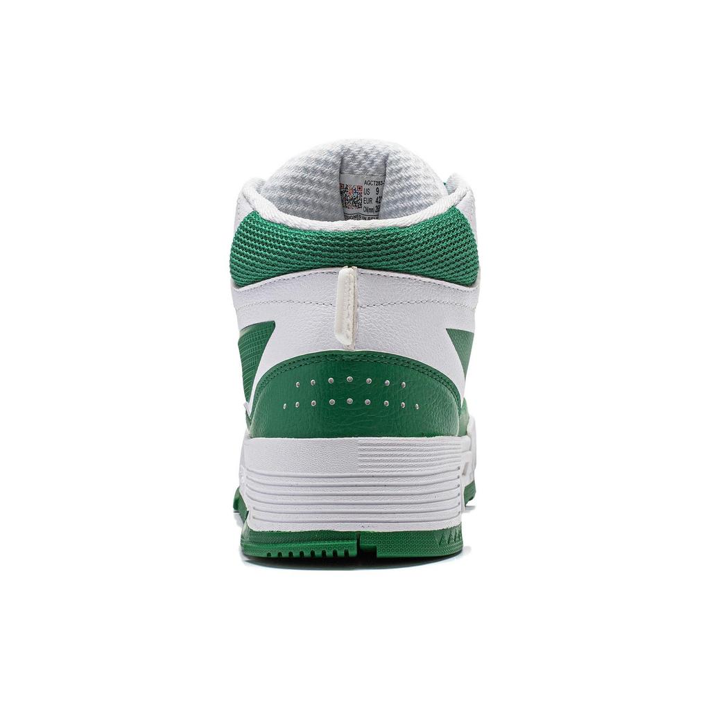 Li Ning Mileage Slip Resistant Abrasion Resistant Mid Top Skateboard Shoes Men's White Green AGCT283-3