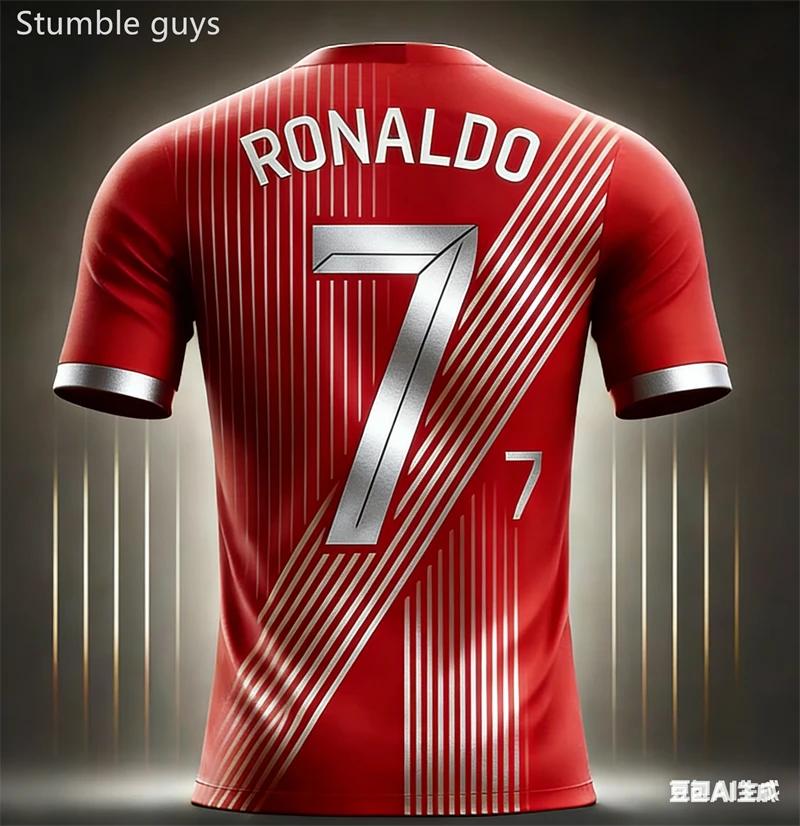 Unisex Football Training Jersey Ronaldo Theme Quick Dry Breathable Outdoor Sport Tee Kids Boys Clothes