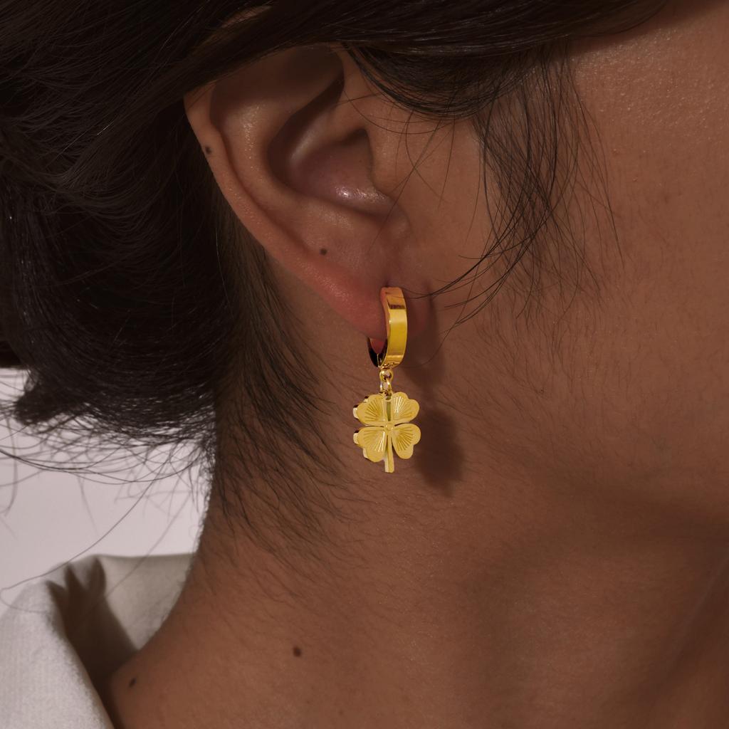 Fashion Four-leaf Clover Earrings for Women,Gold Color Stainless Steel Earring,Waterproof Jewelry Mother's Day Gift
